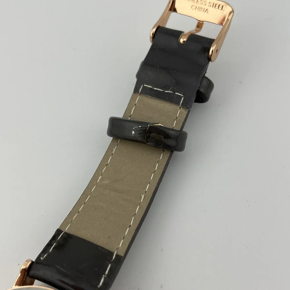 Glitter Dial Watch Women 36mm Rose Gold Case‎ Gray Band- New Battery